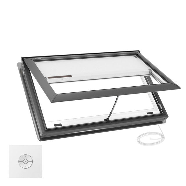 VELUX Solar/Electric Venting Deck Mount VSS/VSE S01 ROUGH OPENING 44 3/4 by 27 3/8 OD w/ Pre-Installed White Room Darkening Shade