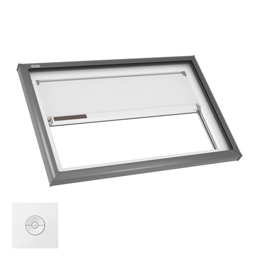 VELUX Fixed Curb Mount FCM 4622 Max OD curb 50 5/8 by 26 5/8 w/ Pre-Installed White Room Darkening Shade