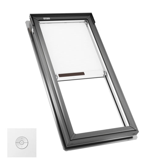 VELUX Fixed Deck Mount FS C08 ROUGH OPENING 21 by 54 7/16 OD w/ Pre-Installed White Room Darkening Shade