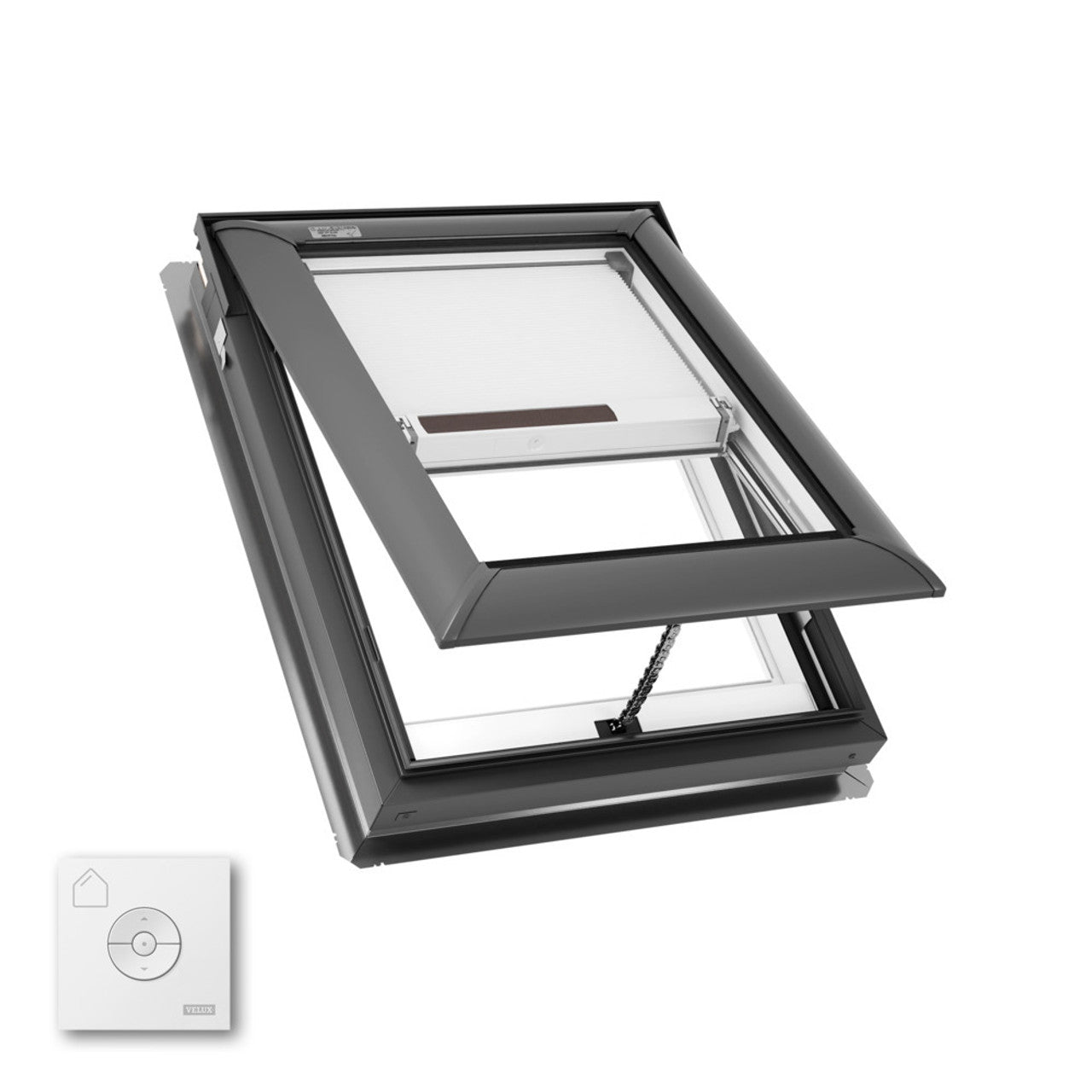 VELUX Manual Venting Deck Mount VS C01 ROUGH OPENING 21 by 26 7/8 OD w/ Pre-Installed White Room Darkening Shade