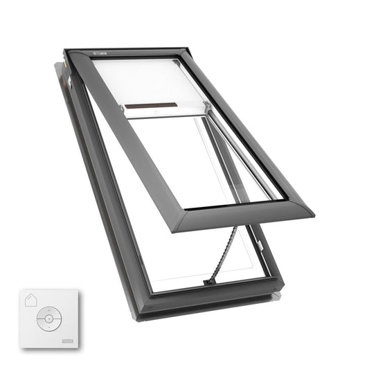 VELUX Manual Venting Deck Mount VS C06 ROUGH OPENING 21 by 45 3/4 OD w/ Pre-Installed White Room Darkening Shade