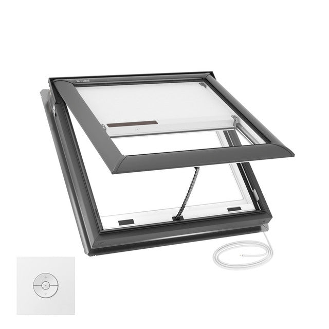 VELUX Solar/Electric Venting Deck Mount VSS/VSE S06 ROUGH OPENING 44 3/4 by 46 1/4 OD w/ Pre-Installed White Room Darkening Shade