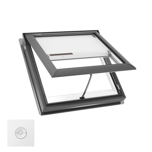 VELUX Manual Venting Deck Mount VS S06 ROUGH OPENING 44 1/4 by 45 3/4 OD w/ Pre-Installed White Room Darkening Shade