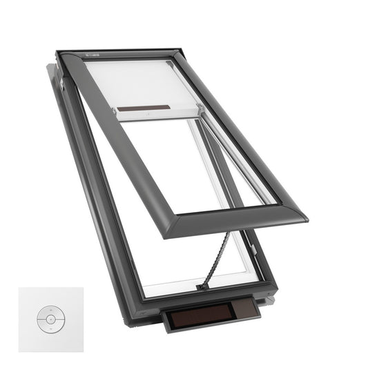 VELUX Solar/Electric Venting Deck Mount VSS/VSE M06 ROUGH OPENING 30 9/16 by 46 1/4 OD w/ Pre-Installed White Room Darkening Shade