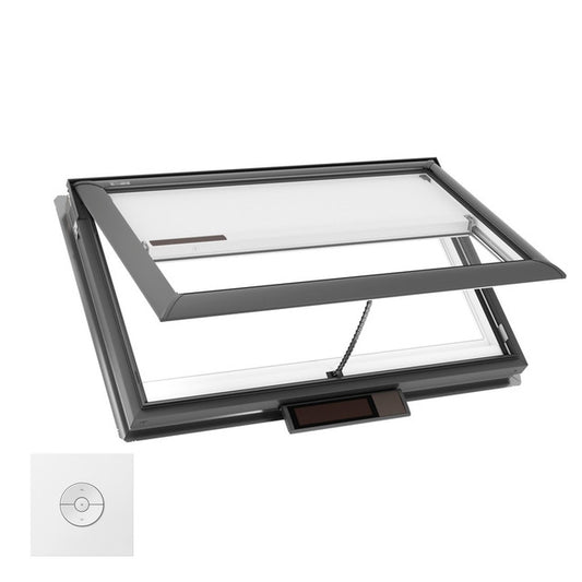 VELUX Solar/Electric Venting Deck Mount VSS/VSE S01 ROUGH OPENING 44 3/4 by 27 3/8 OD w/ Pre-Installed White Room Darkening Shade